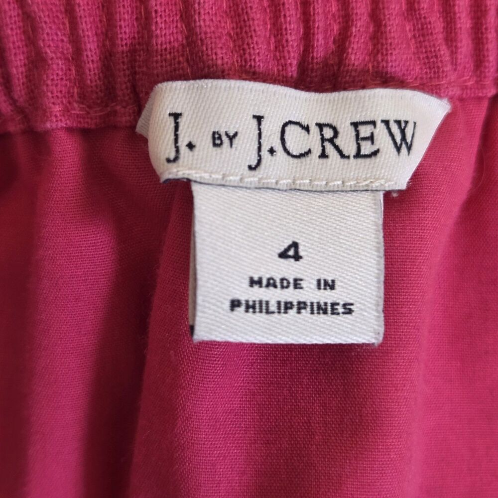 J. by J.CREW Pink Solid Scalloped Hem Lined A-Line Skirt Linen Cotton Size 4 - Picture 4 of 5